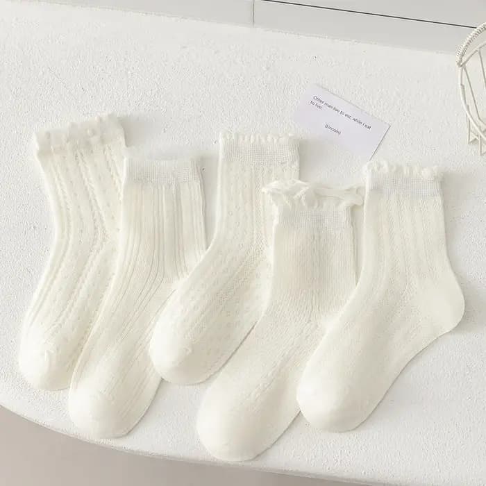 5 paires/lot chaussettes en maille blanches pour enfants pour filles été mince respirant fille