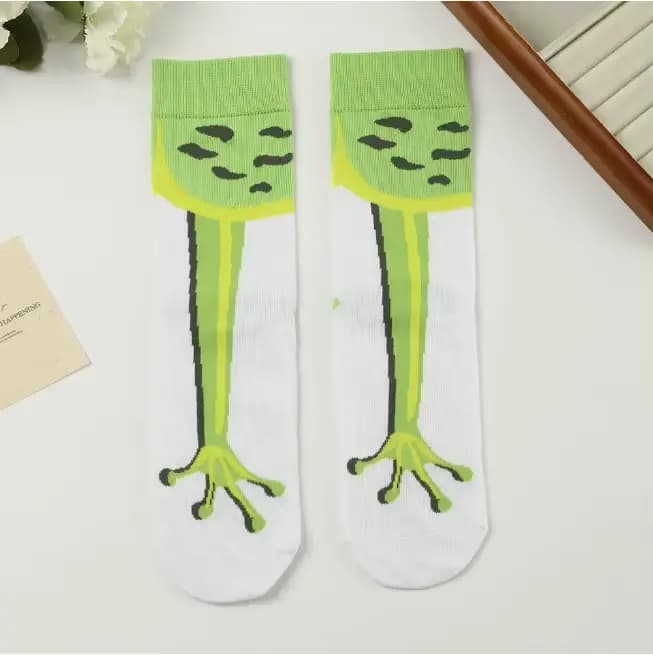 Chaussettes mignonnes en forme de patte d'animal, dessin animé grenouille canards oies pieds longs,