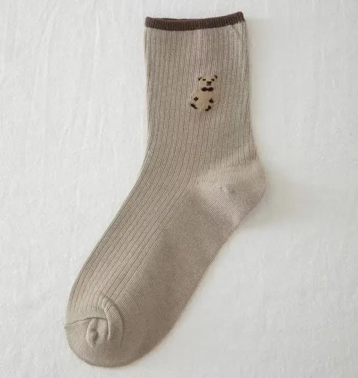 Chaussettes thermiques en coton avec ours mignon pour femme