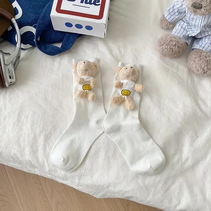 Dongdaemun-Chaussettes coréennes mignonnes en forme d'ours