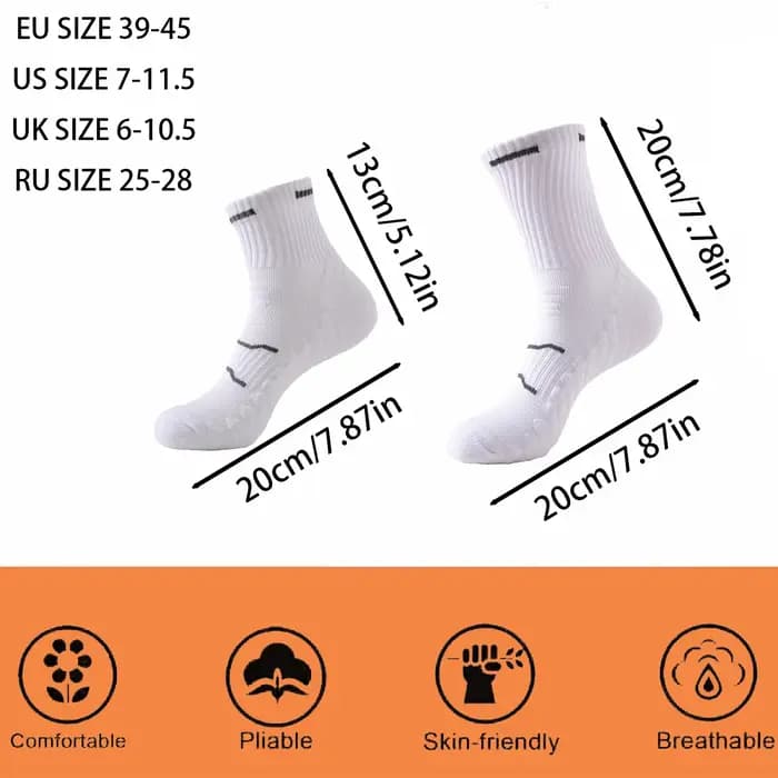 4 paires de chaussettes de sport Pro Performance – respirantes, rembourrées, antidérapantes pour la course et l'entraînement