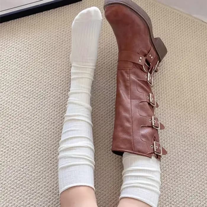 JK – chaussettes hautes aux genoux pour femmes