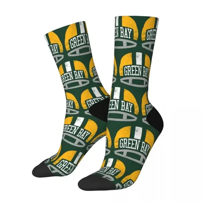 Casque rétro Green Bay-chaussettes vertes Harajuku bas absorbant la sueur chaussettes longues toutes saisons accessoires pour cadeaux homme femme