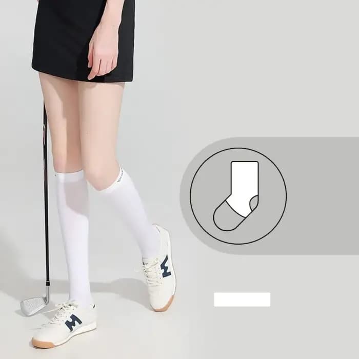 Ice injSunscreen-Chaussettes hautes noires et blanches pour le sport, le tennis, le golf, la pression, élastiques, respirantes, résistantes au soleil, la protection des jambes