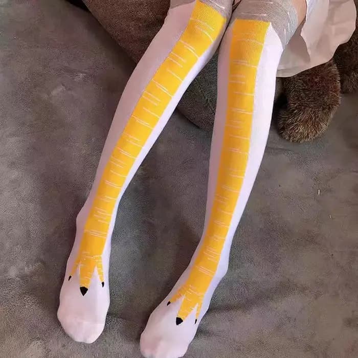 1/2 paires de chaussettes longues à tube inspirées des pieds de poulet adorables et humoristiques avec une personnalité unique pour les personnes handicapées à la mode