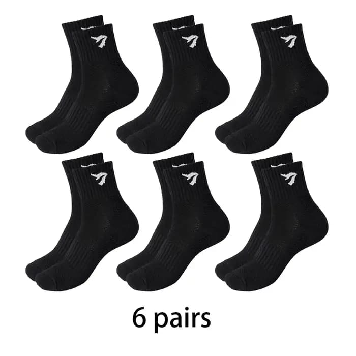 1/3/6 paires de chaussettes noires mi-mollet pour hommes, respirantes, en coton, rembourrées, pour le sport, la course, antidérapantes, évacuant l'humidité, cadeau
