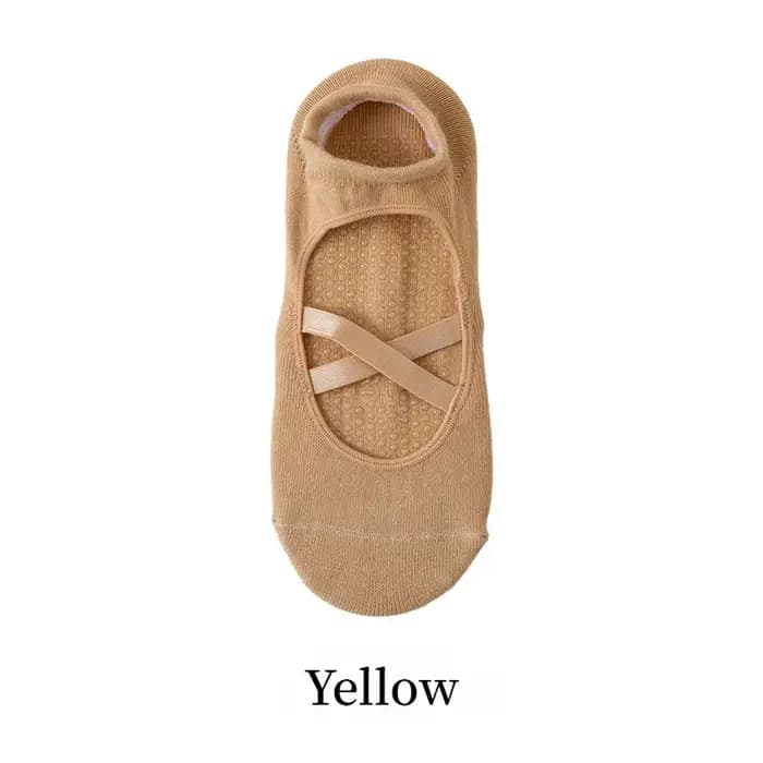Chaussettes de yoga antidérapantes à bretelles croisées pour femmes