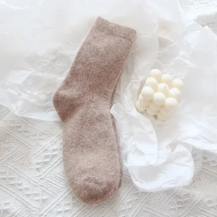 Couleur Pure chaussettes d'hiver chaudes Angora lapin cheveux femme épaississement laine chaussettes coton chaussettes lapin laine chaussettes hiver Calcetines