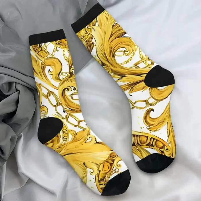 Chaussettes à motif de fleurs de discussion dorées pour hommes