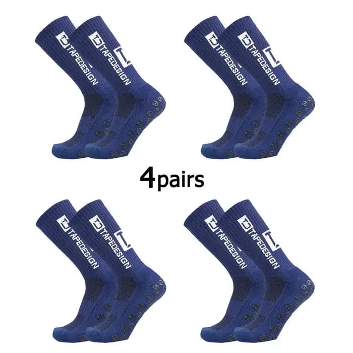 4 paires/lot 2024 nouveau ANTI SLIP Tapedesign chaussettes de Football mi-mollet antidérapant