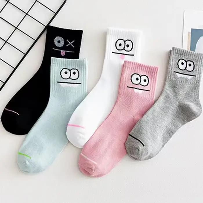5 paires de chaussettes imprimées Expression mignonnes