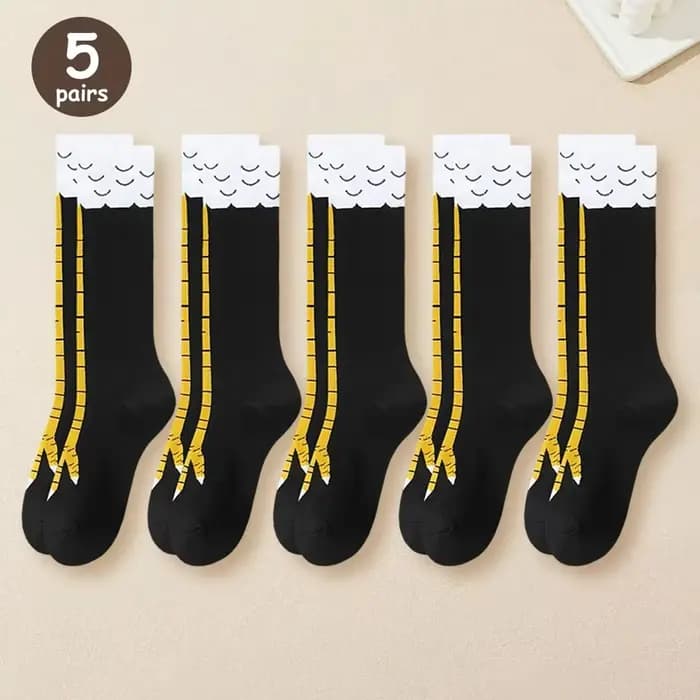 1/2/5 paires femmes genou chaussettes hautes à la mode dessin animé drôle poulet griffe chaussettes Fitness sport décontracté jambe mince Long Tube chaussettes femmes