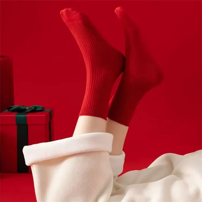 2 paires de chaussettes de Couple rouges pour hommes et femmes