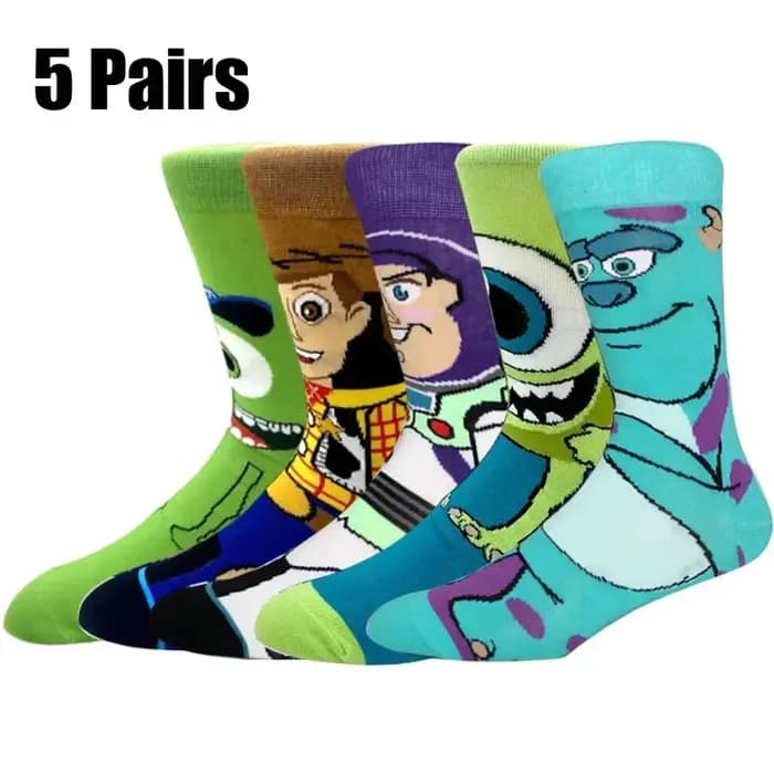 5 paires de chaussettes pour hommes et femmes, amusantes, originales, à thème animation, cosplay, hip hop, longues, tendance, cadeau de Noël original et bizarre