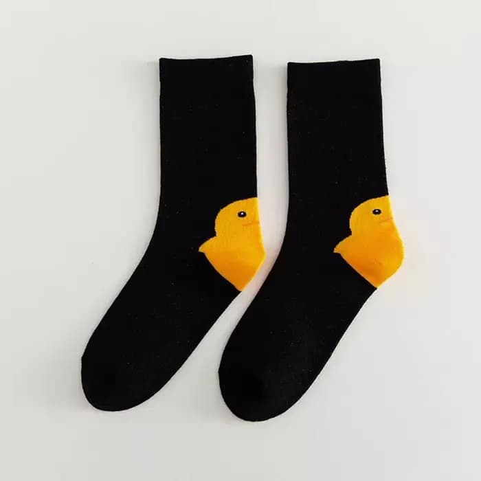 Femmes chaussettes coton mignon Kawaii dessin animé canard imprimé Calcetines Mujer Hip Hop drôle blanc Harajuku fille cadeau Sox Lingerie Skarpetki