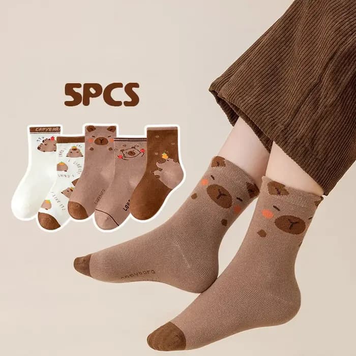 Chaussettes mi-tube en coton ours mignon pour enfants