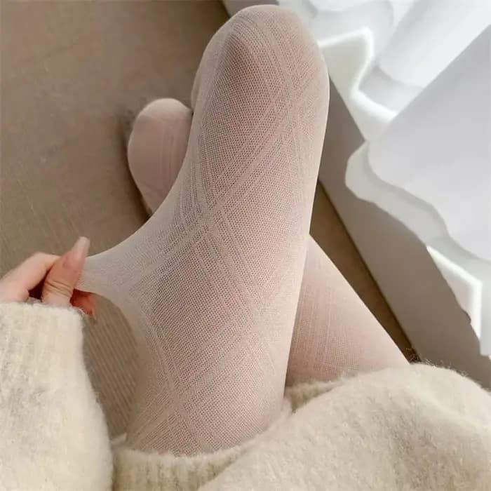 Collants Sexy à grille de diamant noir pour femmes