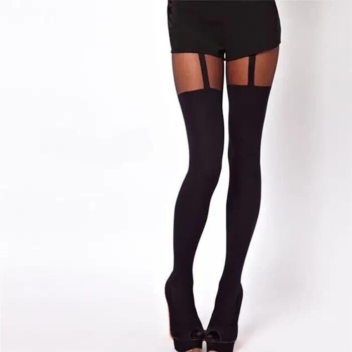 Collants noirs sexy pour femmes, effet porte-jarretelles, au-dessus du genou, nouvelle mode, pour soirées et clubs, cadeaux