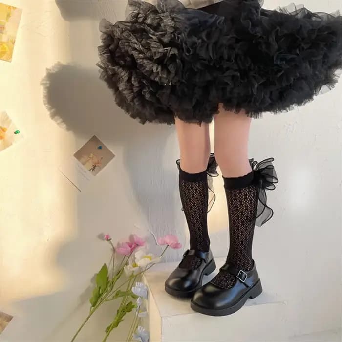 Chaussettes en dentelle respirantes pour bébés et filles - Chaussettes tube en dentelle Lolita pour l'été