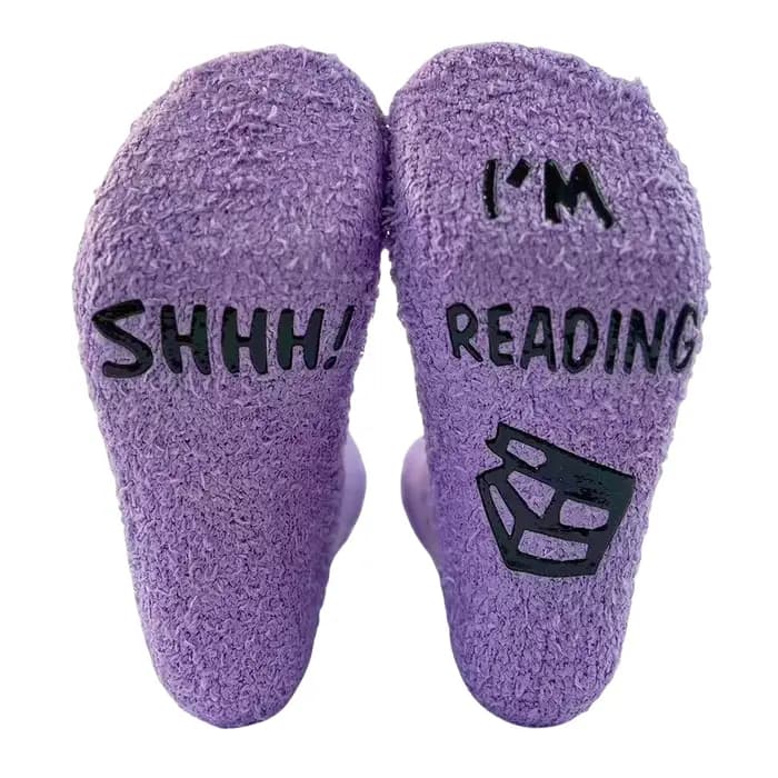 1 paire de chaussettes de sol sur le thème du livre - "Shh! Je lisends"