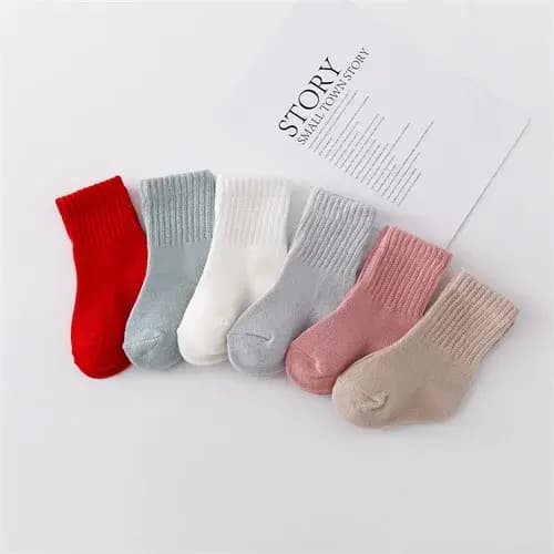 6 paires/ensemble nouveau-né bébé garçon fille chaussette coton solide doux infantile enfant en bas âge chaussettes