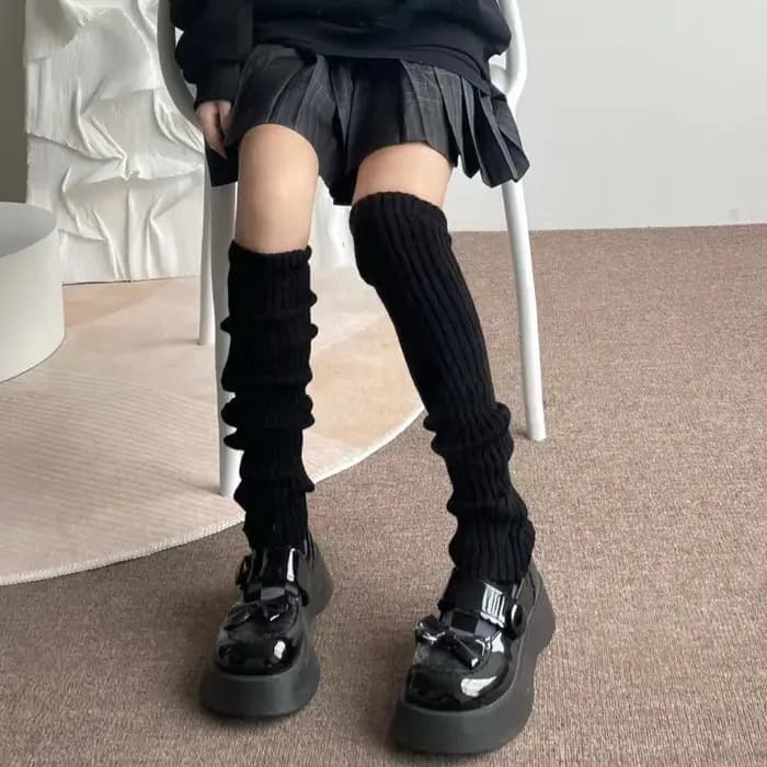 Chaussettes tricotées de couleur unie, chaussettes en laine, chaussettes japonaises JK, chaussettes mollet, chaussettes mi-tube, chauffe-jambes chauds pour automne et hiver