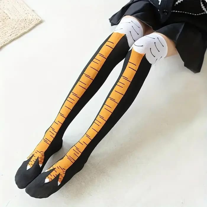 Chaussettes au-dessus du genou pour femmes, cuissardes hautes et longues, nouveauté amusante, chaussettes pattes d'animaux de dessin animé, cadeau créatif pour femmes