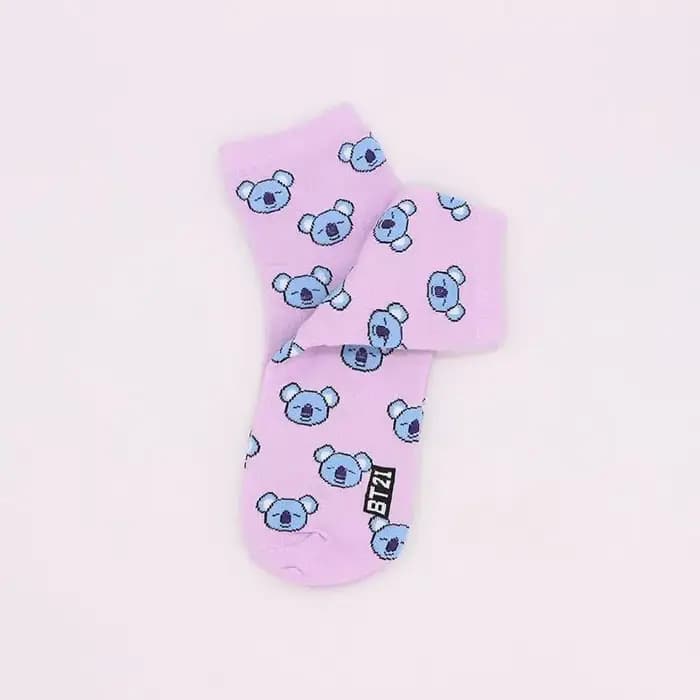 Chaussettes de sport en pur coton BT21 Koya RJ Shooky Man Tata Chimmy Cooky Youth League, motif dessin animé, style coréen, pour femmes, avec motifs des stars.