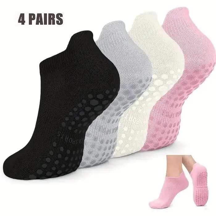 4 paires de chaussettes Pilates antidérapantes pour femmes