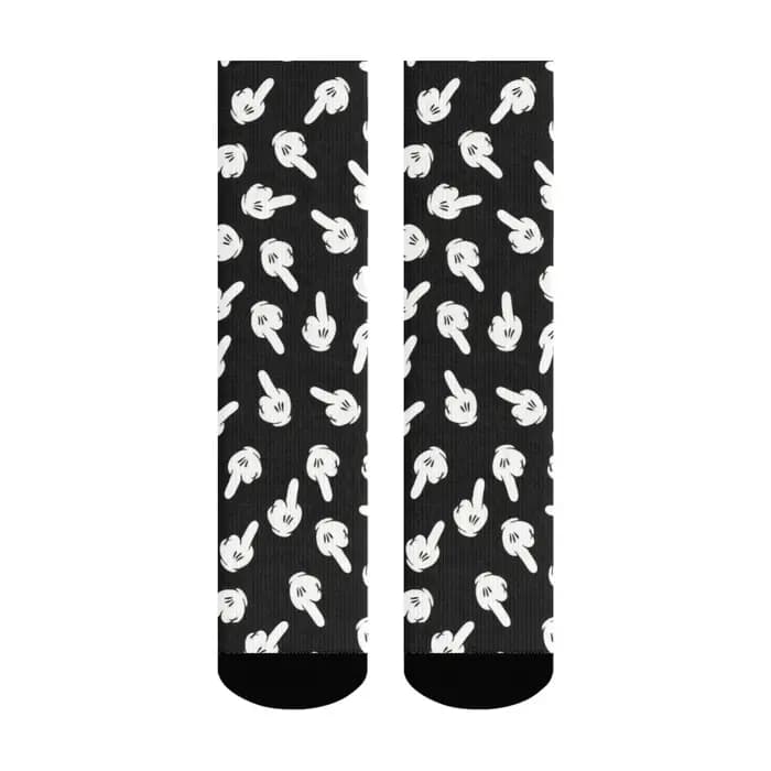 Chaussettes pour hommes imprimées de gestes de main de dessin animé rétro Harajuku-chaussettes décontractées de Style de rue novateur-chaussettes confortables respirantes et antidérapantes
