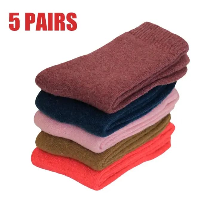 5 paires hiver Super plus épais chaussettes chaudes laine femmes