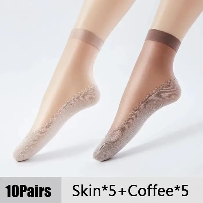 1/10 paires de chaussettes fines en coton antidérapantes pour femmes