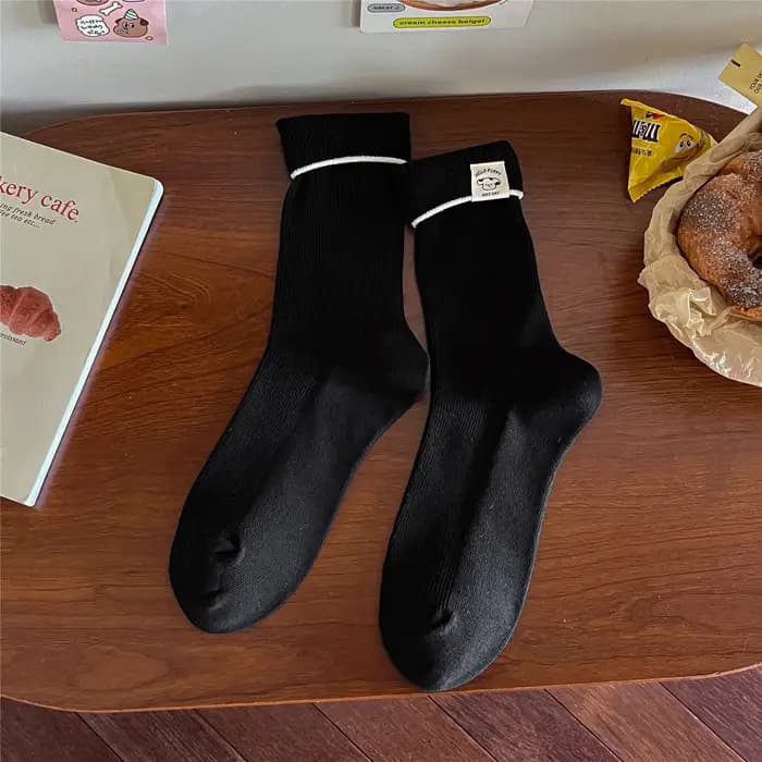Chaussettes coréennes pour femmes, couleur unie, dessin animé Kawaii, chaussettes en coton respirant de haute qualité pour filles, style Preppy Simple, polyvalent et amusant