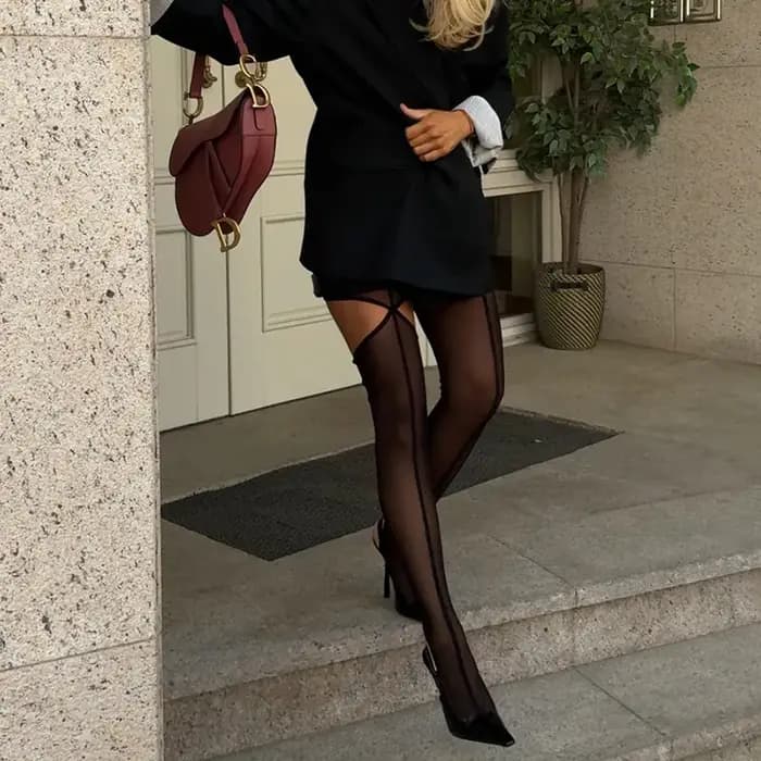 Sexy ligne noire évider collants nouvelle Perspective