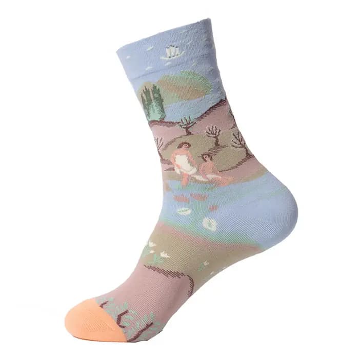 Chaussettes mi-tube peinture à l'huile française pour hommes et femmes