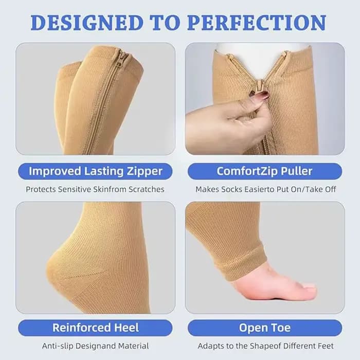 Chaussettes de Compression à fermeture éclair pour soutien des varices
