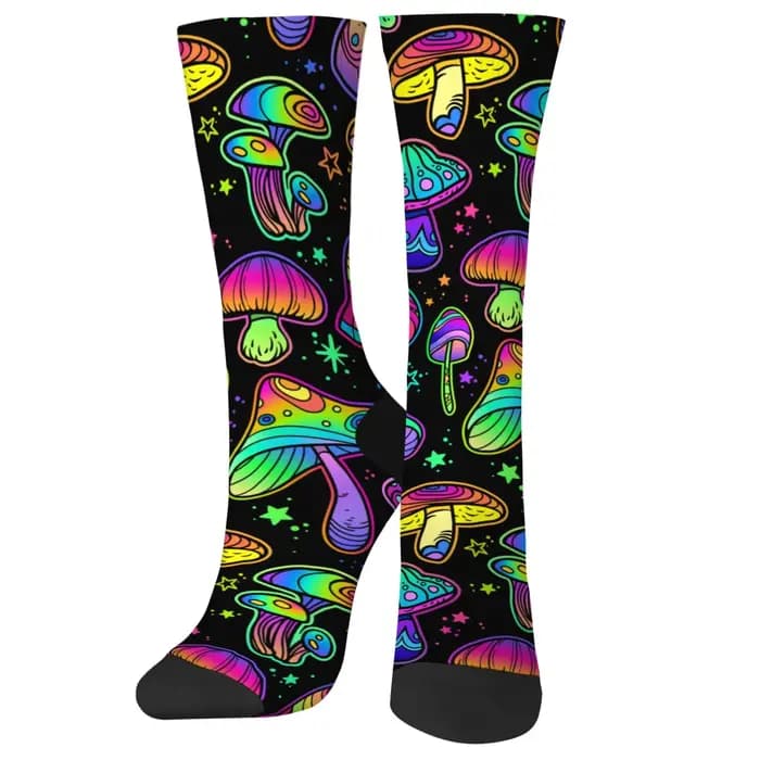 Chaussettes pour hommes à motif champignon dégradé néon