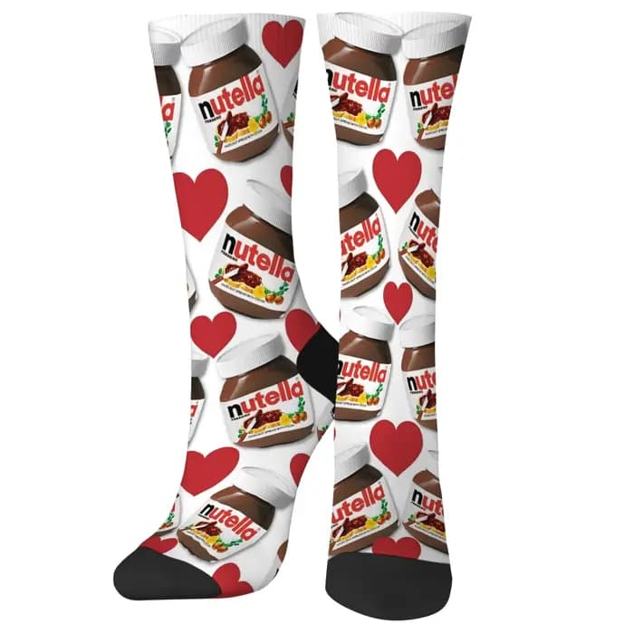 Nutella chocolat confiture heureux hommes chaussettes conception folle Harajuku nouveauté drôle tendance