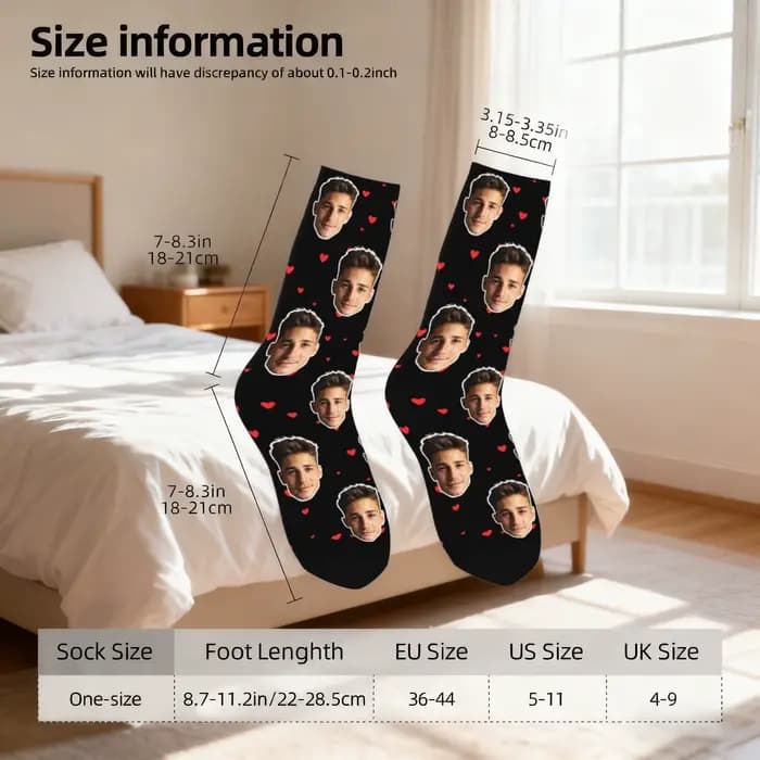 Chaussettes personnalisées en forme de visage Chaussettes personnalisées unisexes Chaussettes photo personnalisées Chaussettes photo Chaussettes personnalisées comme cadeaux