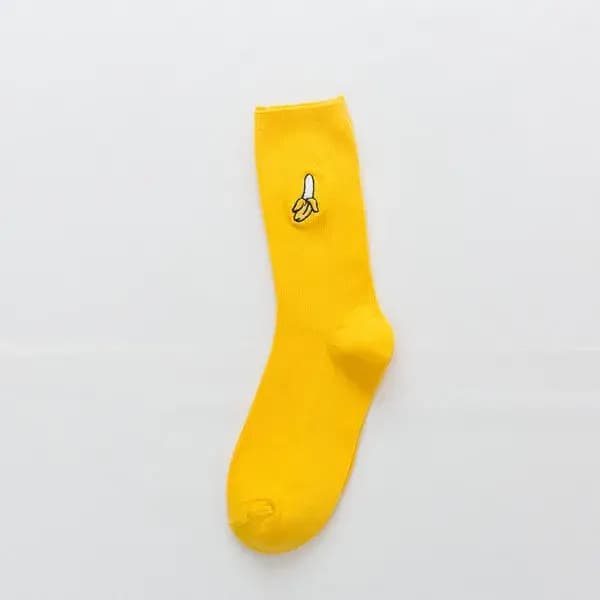 Chaussettes femme couleur bonbon coloré rose rouge vert jaune chaussette femmes filles fruits chaussettes pomme banane cerise chaussettes longues filles Sox