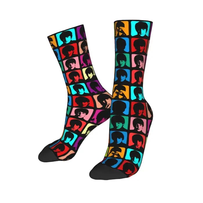 Chaussettes personnalisées The Beatle English Rock Band pour femmes et hommes, chaussettes chaudes imprimées en 3D, chaussettes de sport de football et de musique