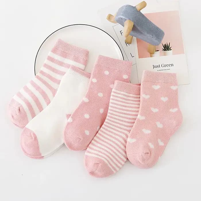5 paires/lot enfants chaussettes en coton doux garçon fille bébé infantile mode rayure chaud pour automne hiver 0-6 ans