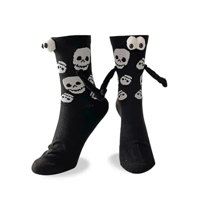 Chaussettes mi-mollet en coton, amusantes, confortables et respirantes, à motif 'Main dans la main', pour Halloween, au design original et tendance