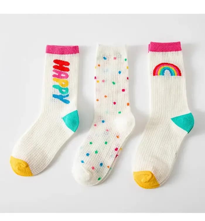 Chaussettes rayées en maille pour enfants, chaussettes confortables pour bébé, mollet pour enfants, garçons et filles, printemps, 3 paires par sac