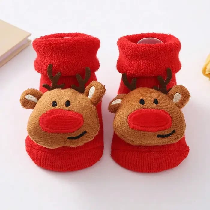 Chaussettes pour enfants pour filles et garçons, antidérapantes, en coton imprimé, chaussettes de noël pour nouveau-nés, vêtements courts pour nourrissons