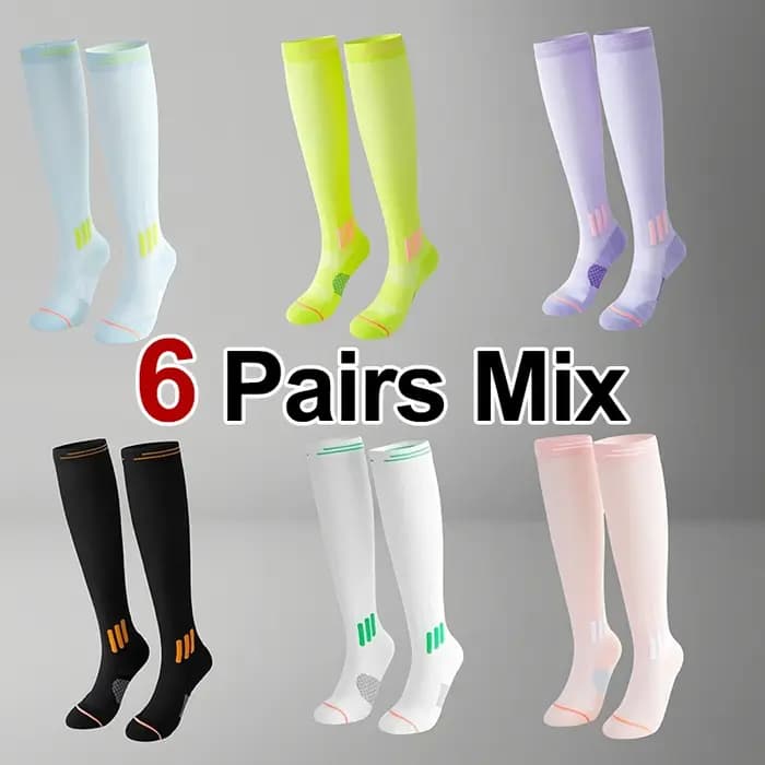 Chaussettes de sport à compression haute pour femmes, 1/6 paire, évacuation de l'humidité, anti-odeur, antibactériennes, pour Fitness, course à pied, Yoga, toutes saisons