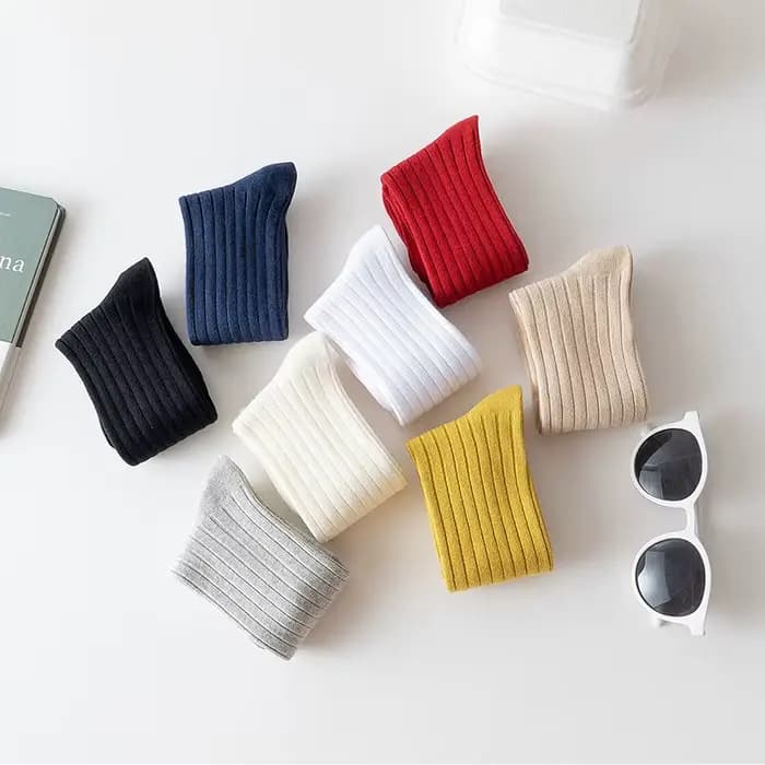 Chaussettes hautes en coton uni à rayures pour bébé fille et garçon de 0 à 3 ans