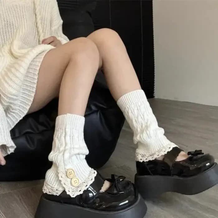 Jambières pour femmes cheville hiver chaud Stretch tricoté Slouch thermique dames épais laine poignets bottes chaussettes femme guêtre Lolita Y2k
