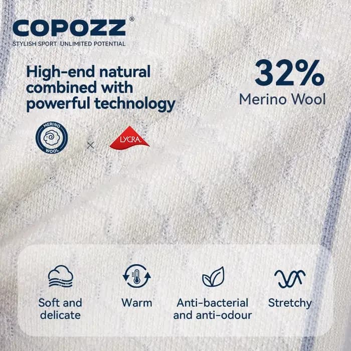 COPOZZ laine mérinos hiver chaussettes de Ski hommes femmes thermique genou-haut chaussettes de Ski chaud épaissi Snowboard football chaussettes adulte femme