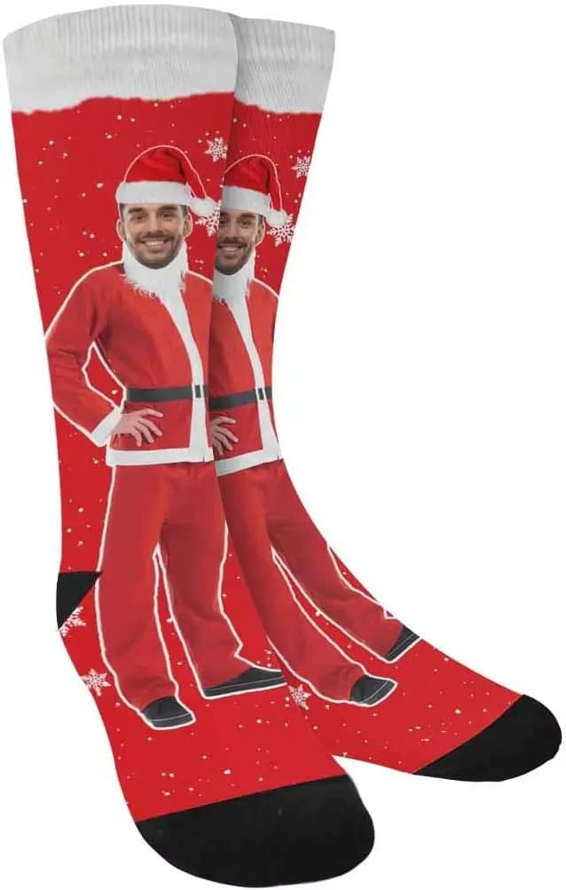 Chaussettes personnalisées de père noël avec visage imprimé